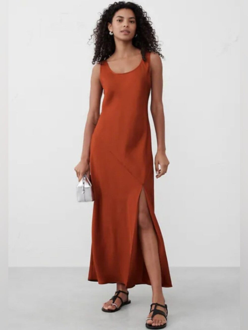 NWT Banana Republic Silky Twill Slit Maxi Dress Size XS In Arabian Spice